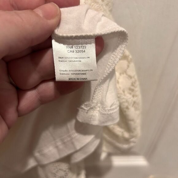 Anthropologie One September Large Lined Lace Embroidered Tank Top White Orange - Picture 7 of 7